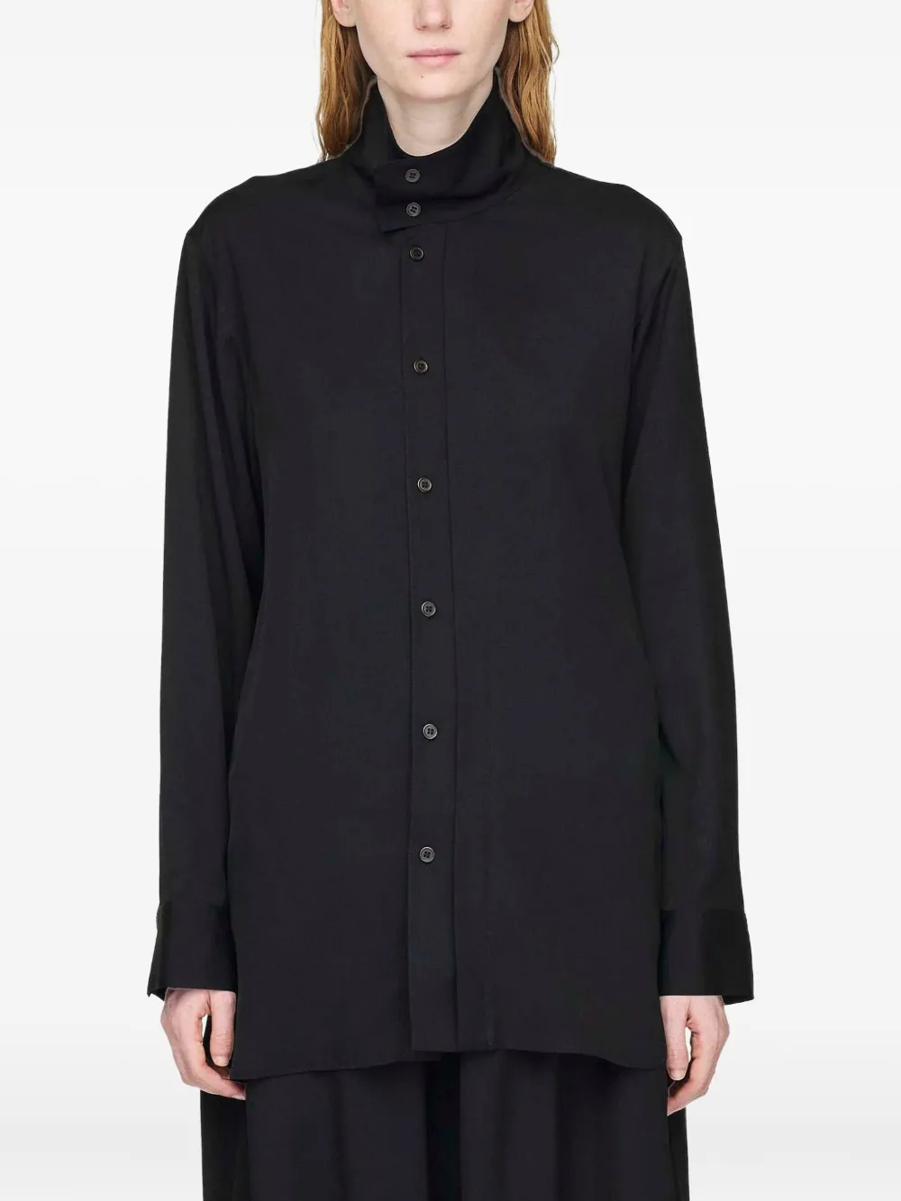 Y-3 Blouse met hoge hals en gewelfde afwerking Zwart