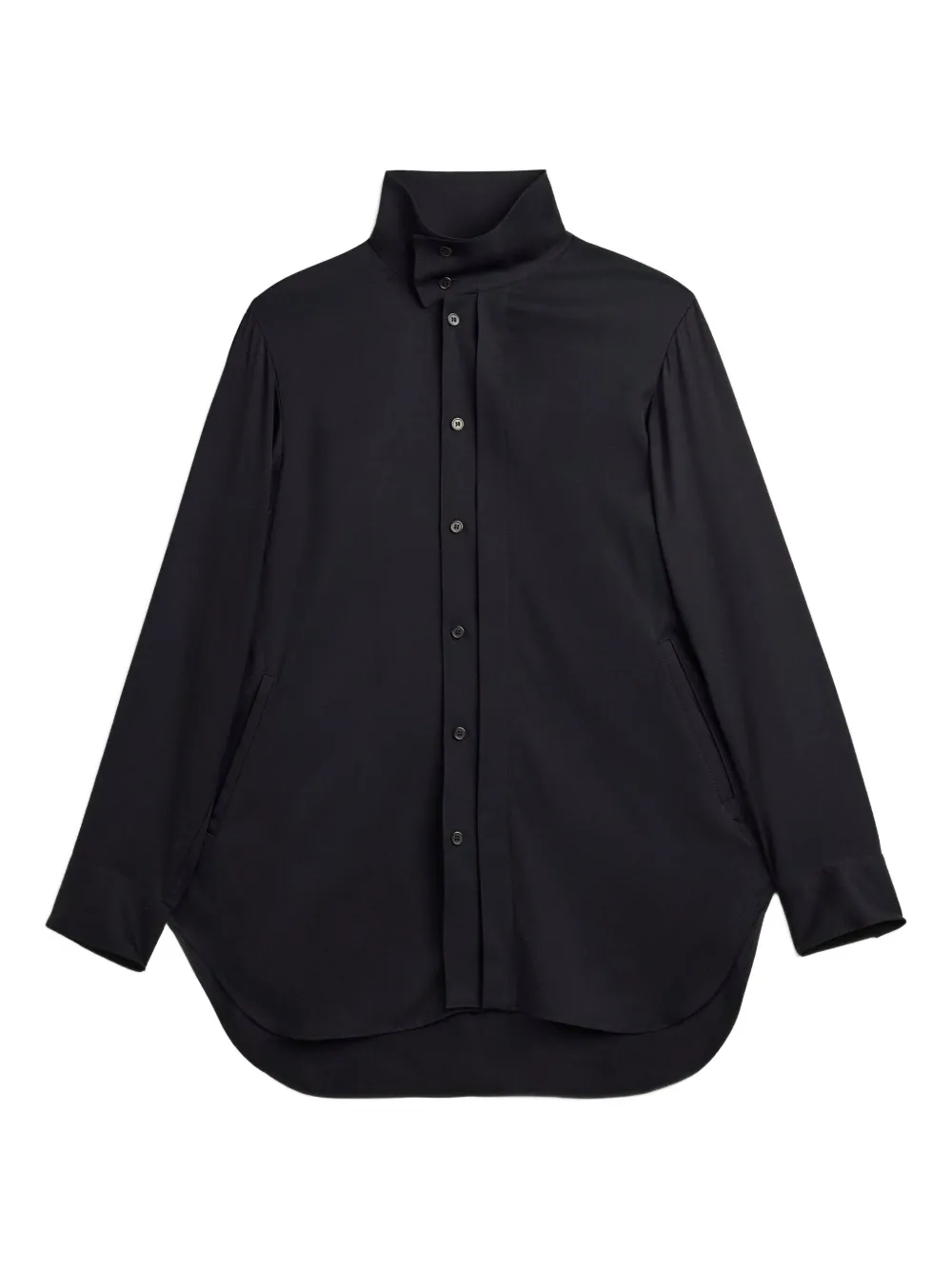 Y-3 high-neck curved-hem shirt | Black | Image 1