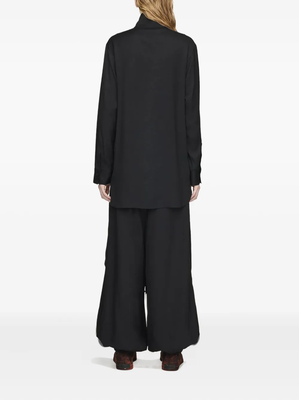 Y-3 Blouse met hoge hals en gewelfde afwerking Zwart