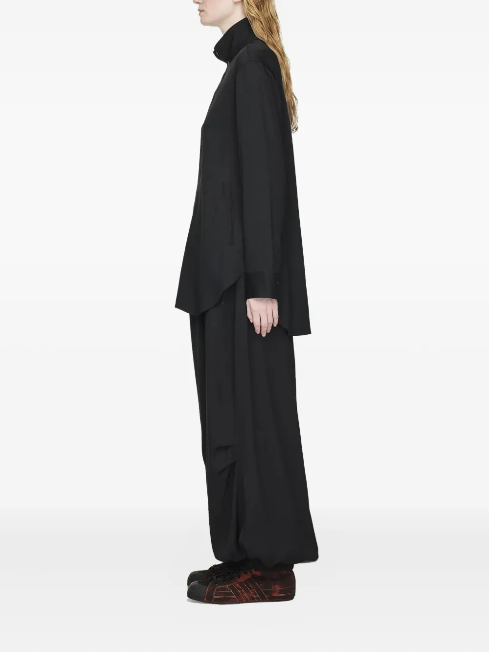 Y-3 Blouse met hoge hals en gewelfde afwerking - Zwart