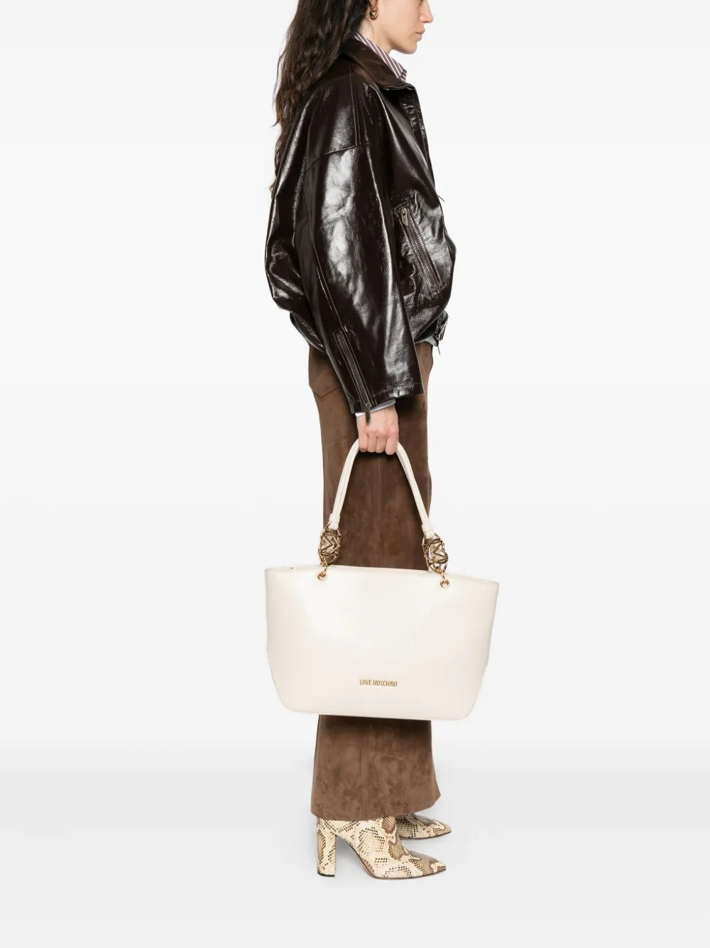 Love Moschino Shopper met logo Beige
