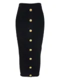 Balmain cable-knit button-embellished midi skirt - Black