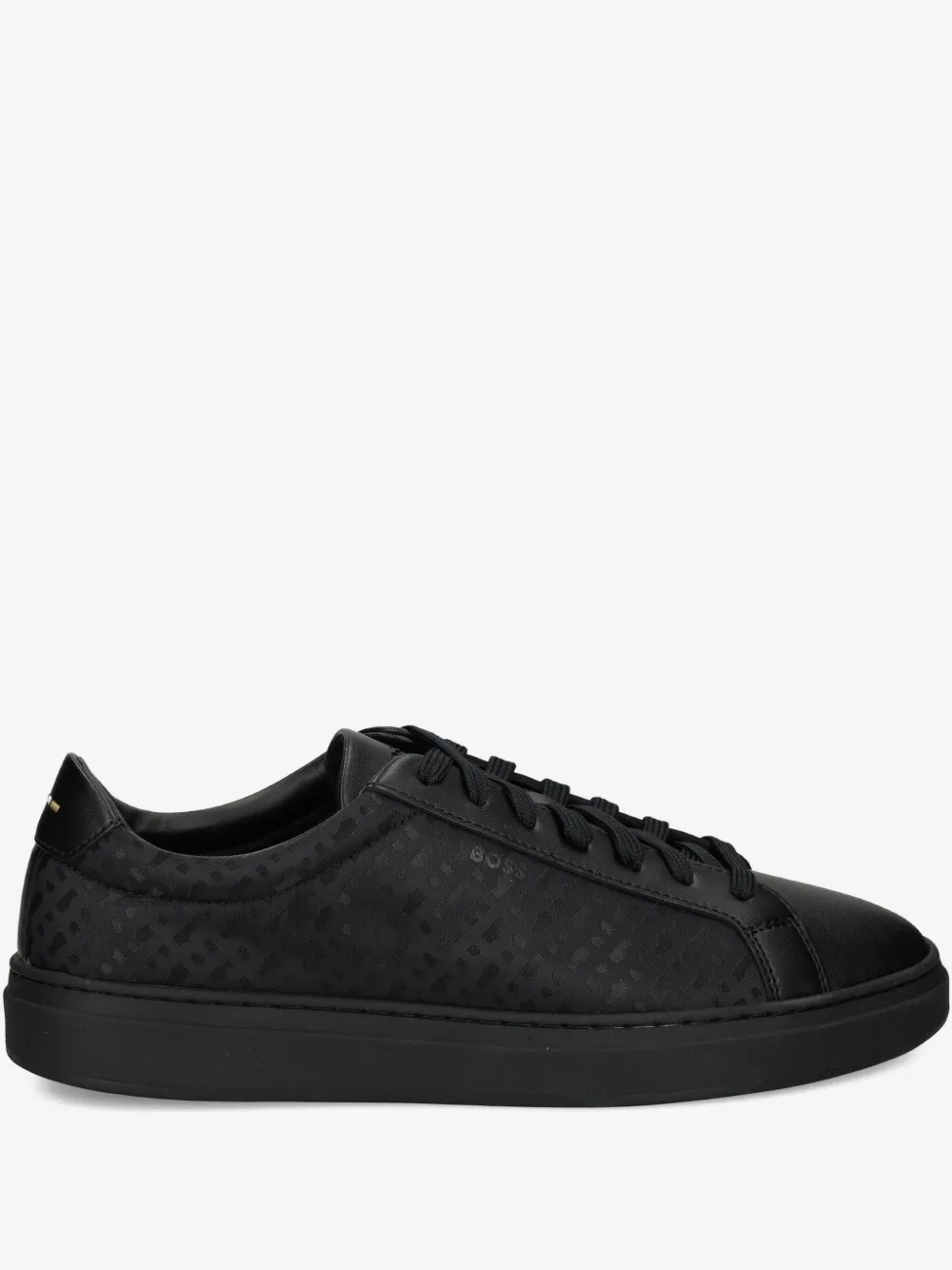 BOSS patterned leather sneakers | Black | Image 1