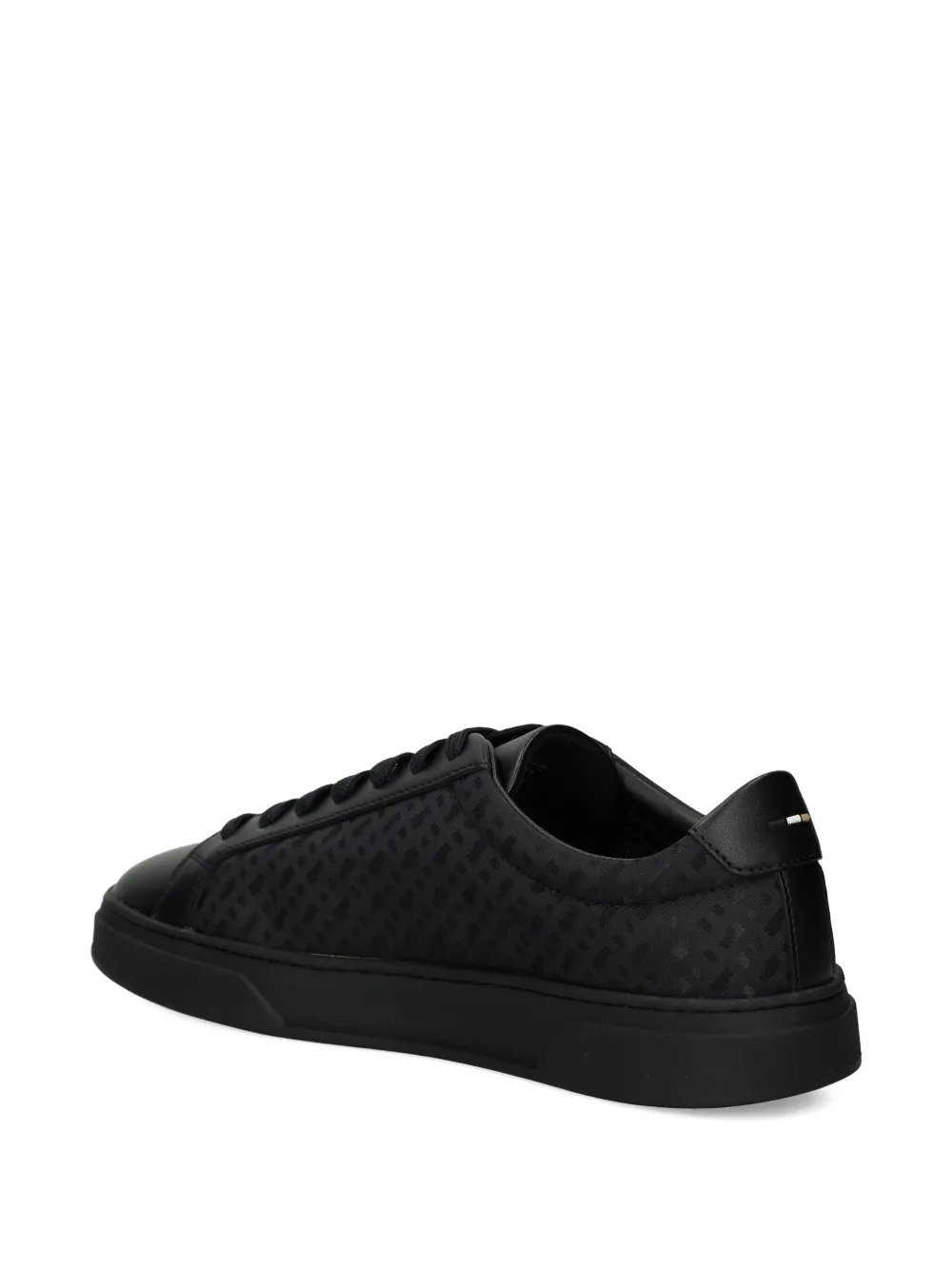 BOSS patterned leather sneakers Black