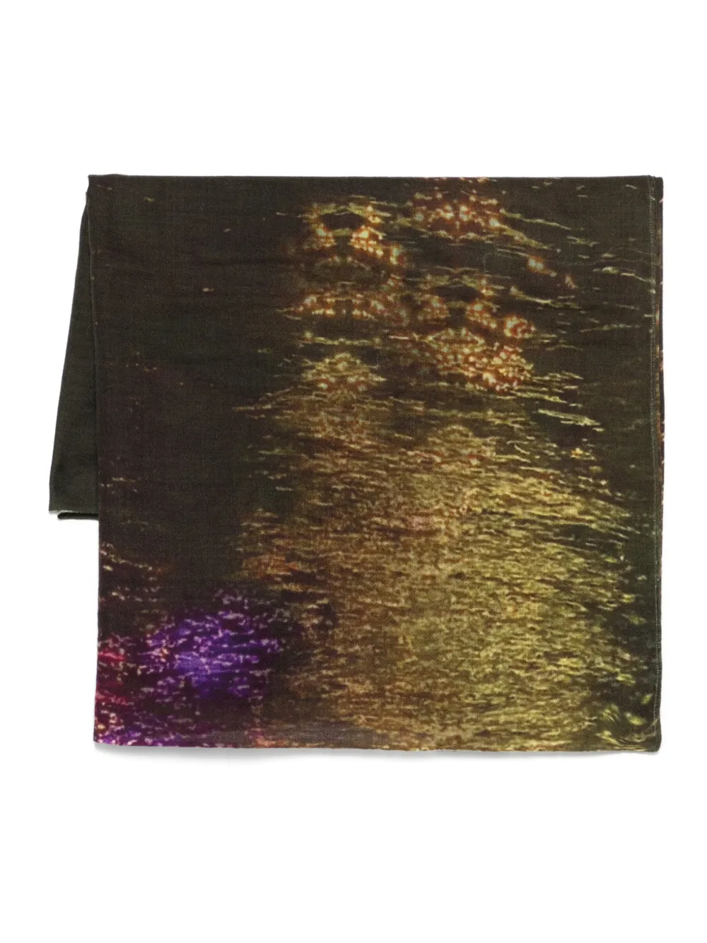 YAVI abstract-print wool scarf | Brown | Image 1
