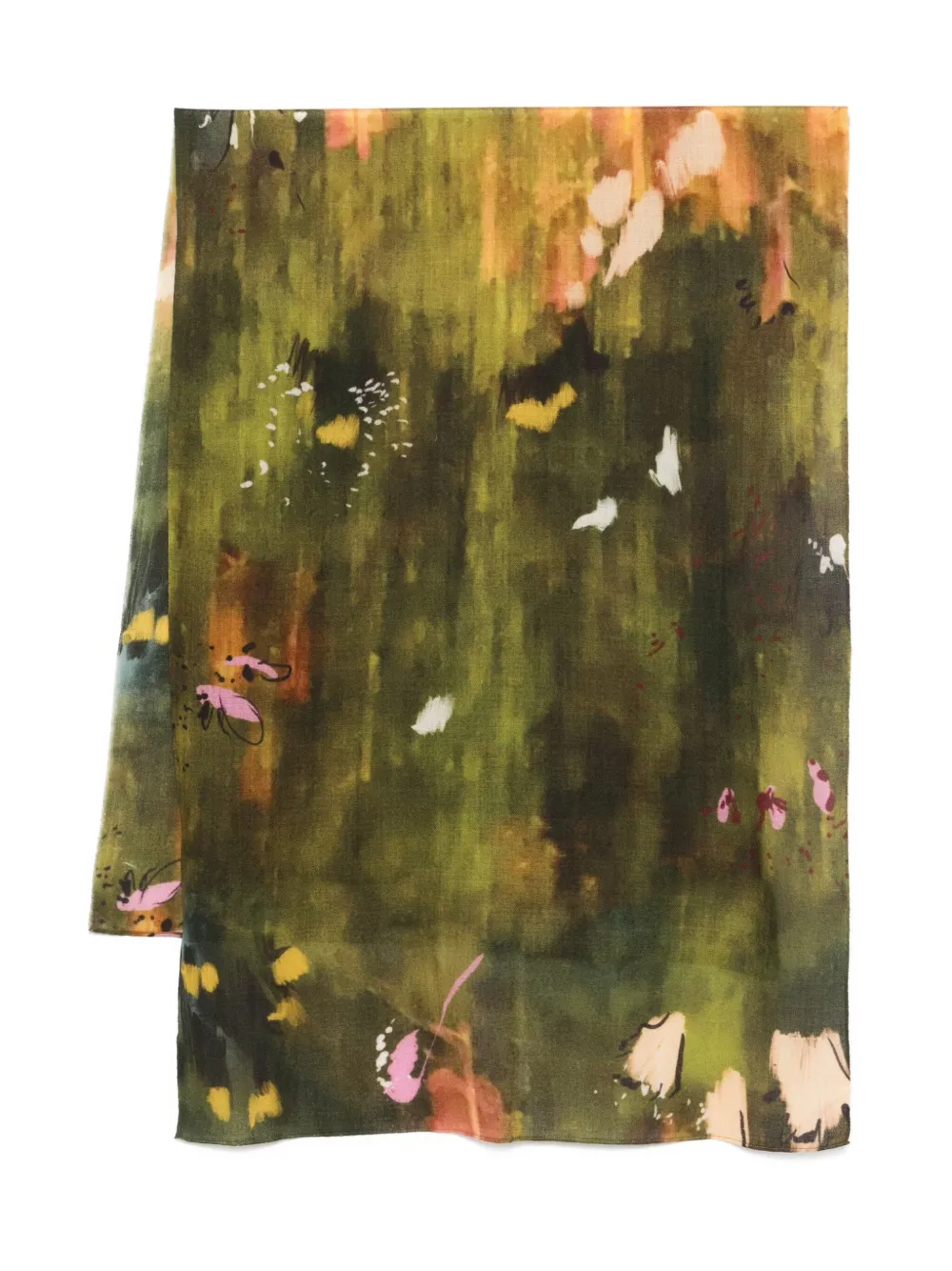 YAVI abstract-floral wool scarf | Green | Image 1