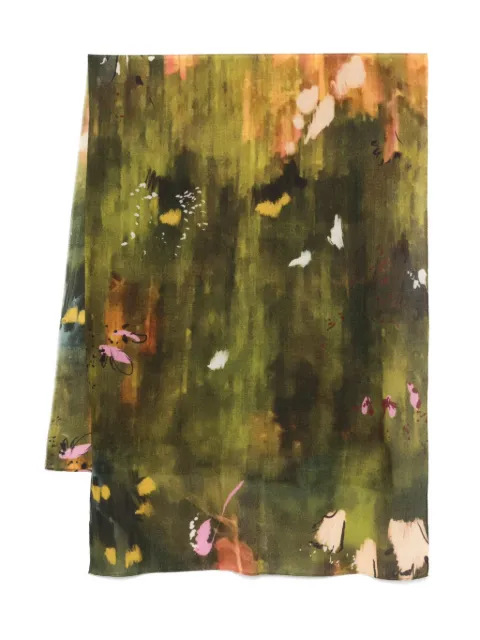 YAVI abstract-floral wool scarf