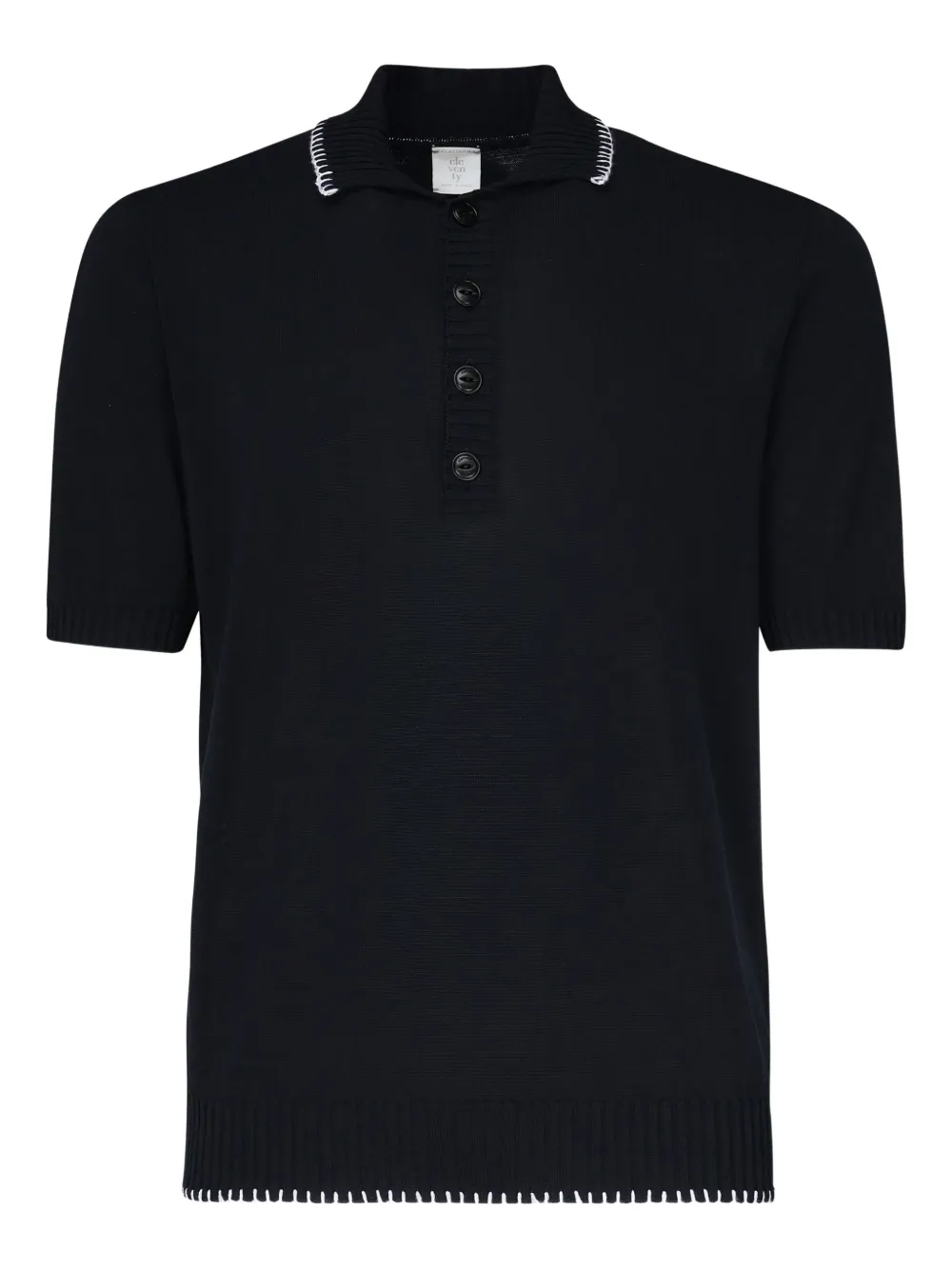 Eleventy Poloshirt met geribbelde afwerking Blauw