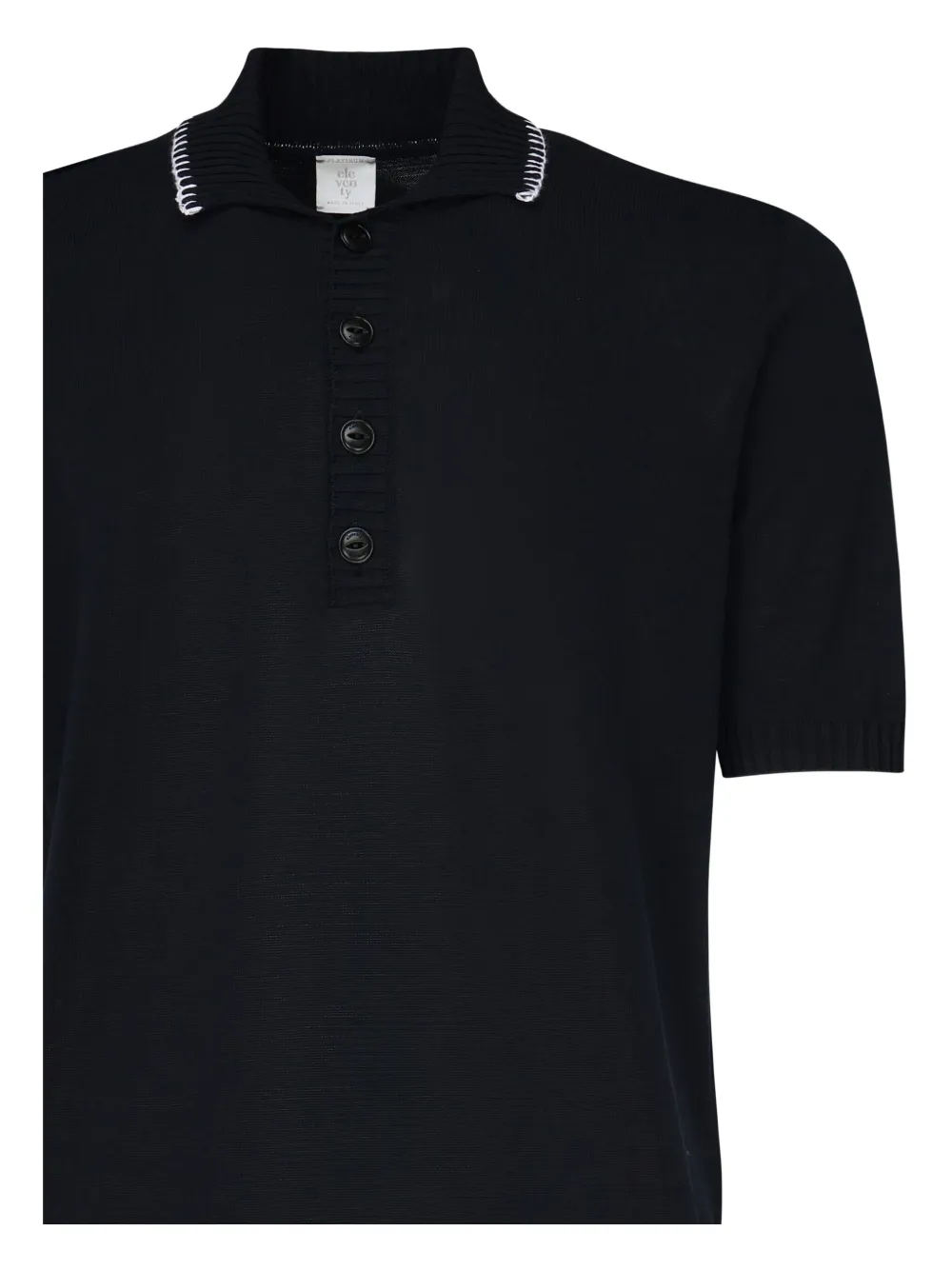 Eleventy Poloshirt met geribbelde afwerking Blauw