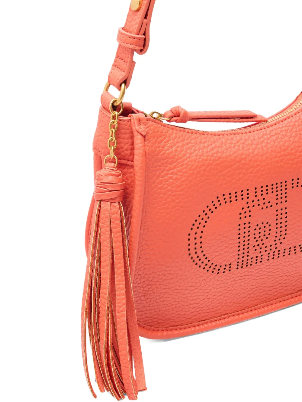 Liu •jo Logo Cut-out Tassel Shoulder Bag In Orange