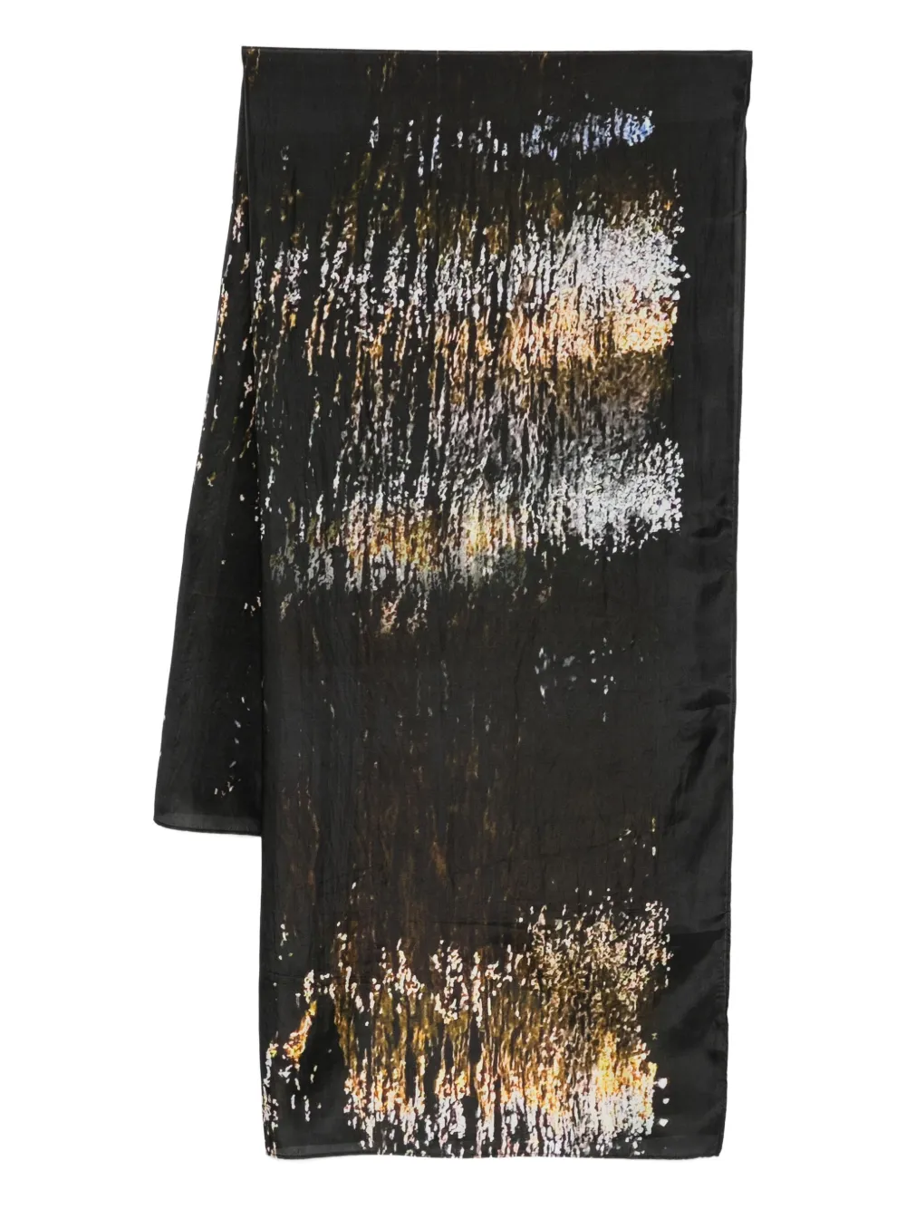YAVI abstract-print silk scarf | Black | Image 1