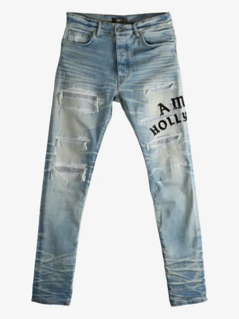 AMIRI distressed embroidered jeans