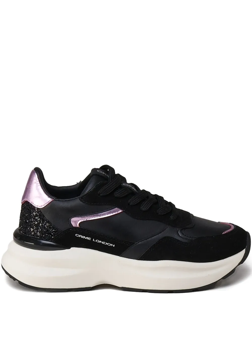 Crime London Sneakers met glitter en plateauzool Zwart