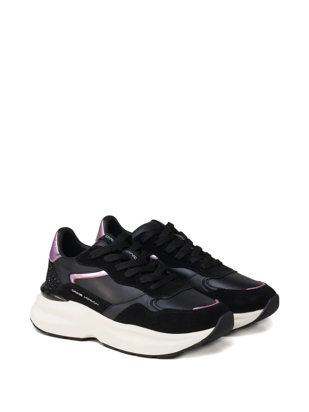 Crime London Sneakers met glitter en plateauzool Zwart