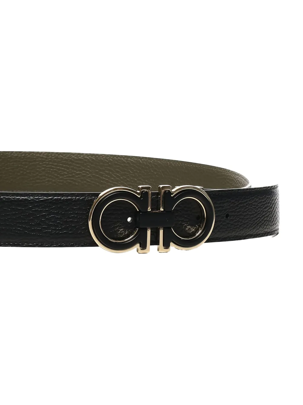 Ferragamo Gancini-buckle leather belt Zwart