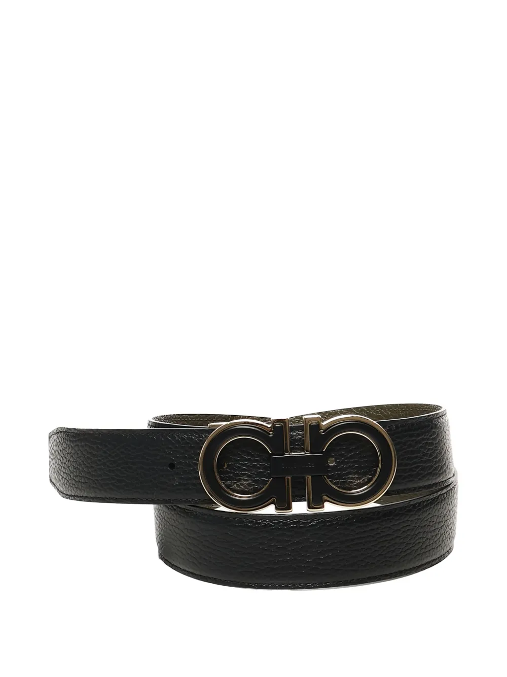 Ferragamo Gancini-buckle leather belt Zwart