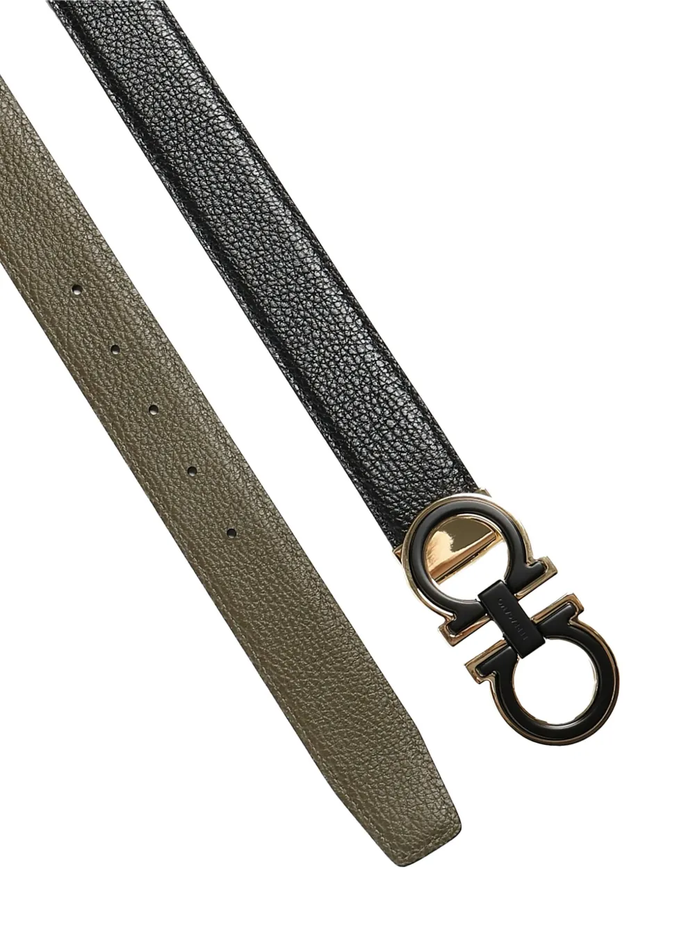 Ferragamo Gancini-buckle leather belt Zwart
