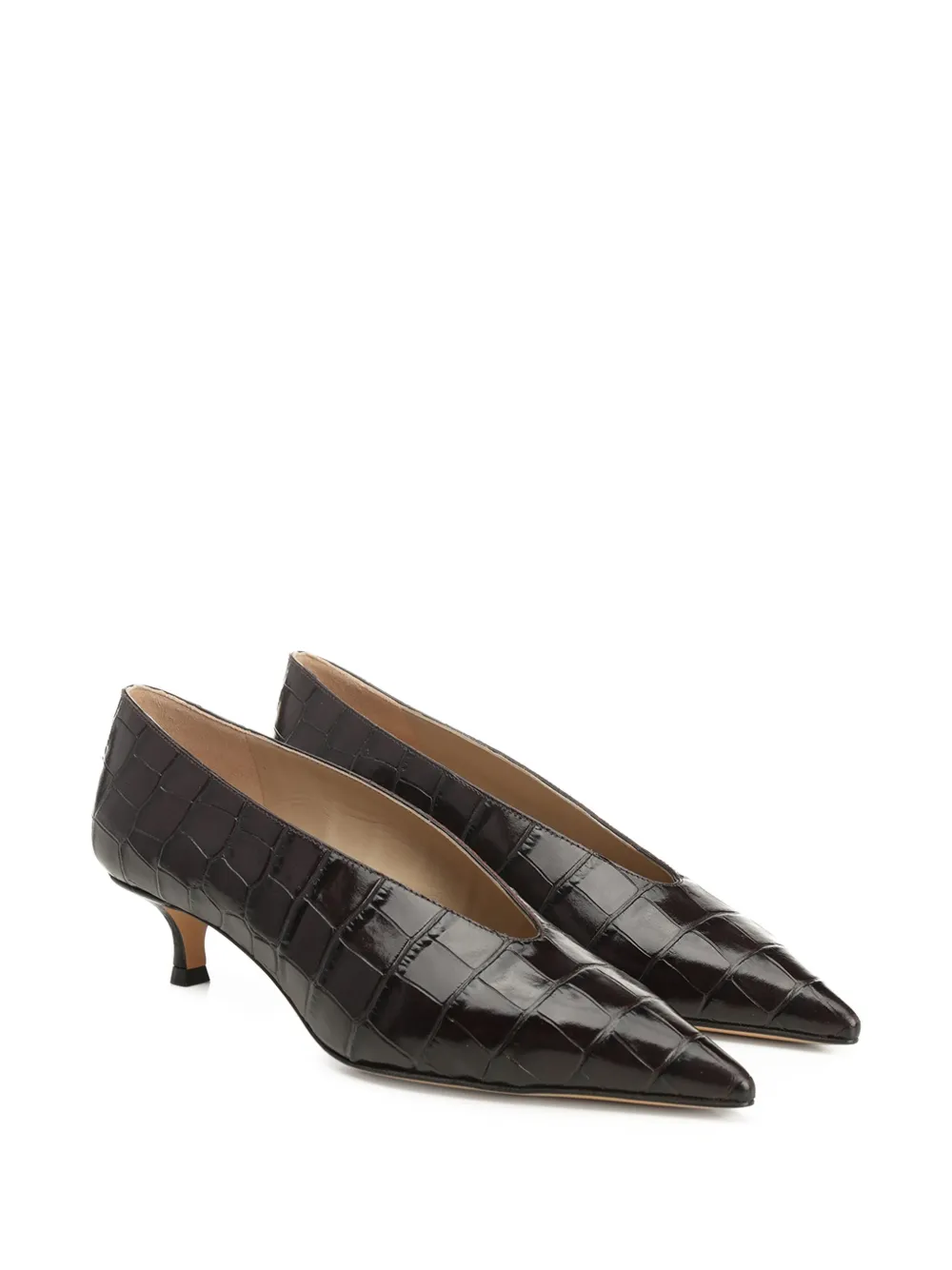 Le Monde Beryl crocodile-pattern pointed-toe pumps Brown