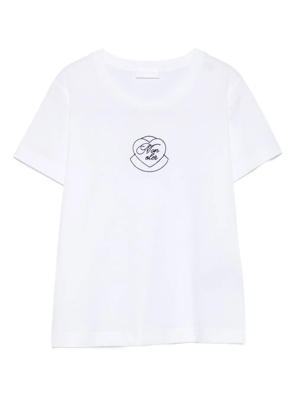 Moncler Heart-embroidered Cotton T-shirt In Gray