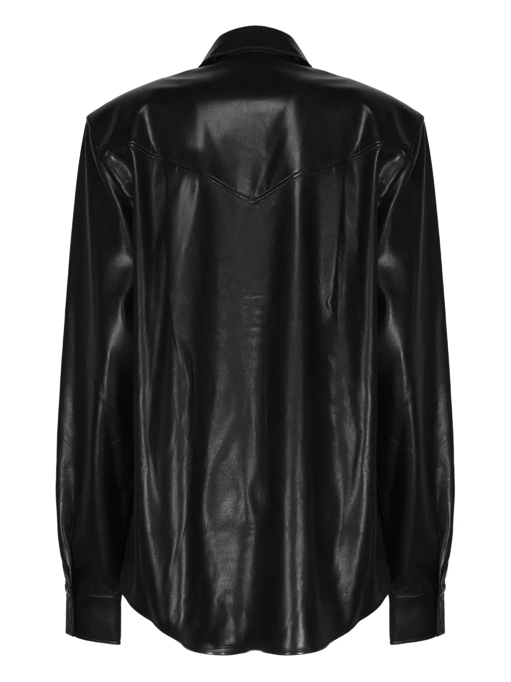THE ANDAMANE leather button-closure shirt Zwart