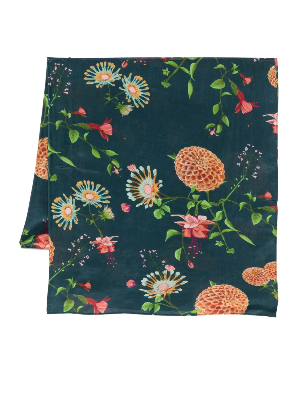 YAVI floral-print silk scarf | Blue | Image 1