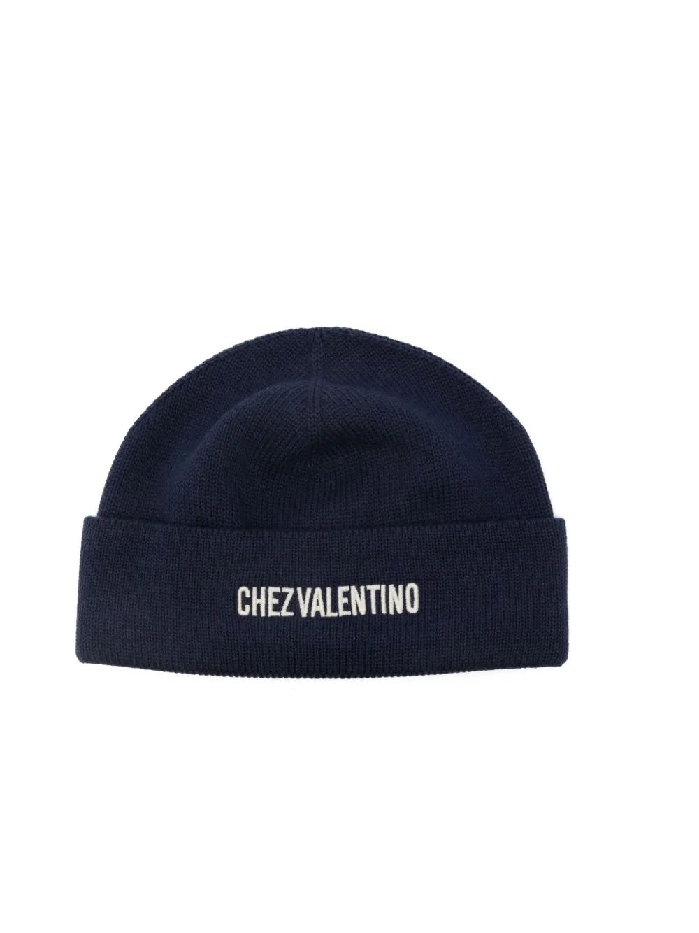Valentino Garavani logo-embroidered beanie Blauw