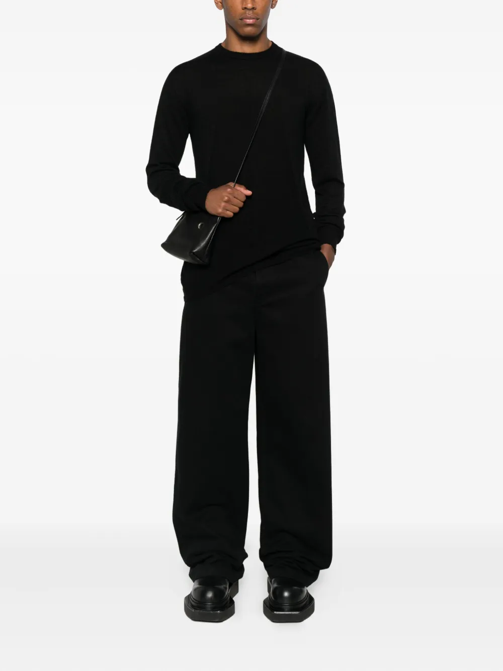 Rick Owens long-sleeve cashmere sweater Zwart