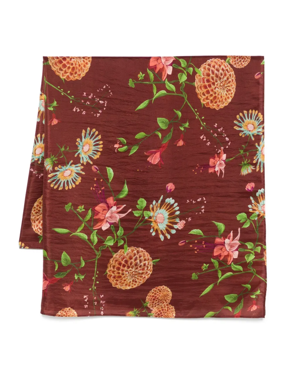 YAVI floral-print silk scarf | Brown | Image 1