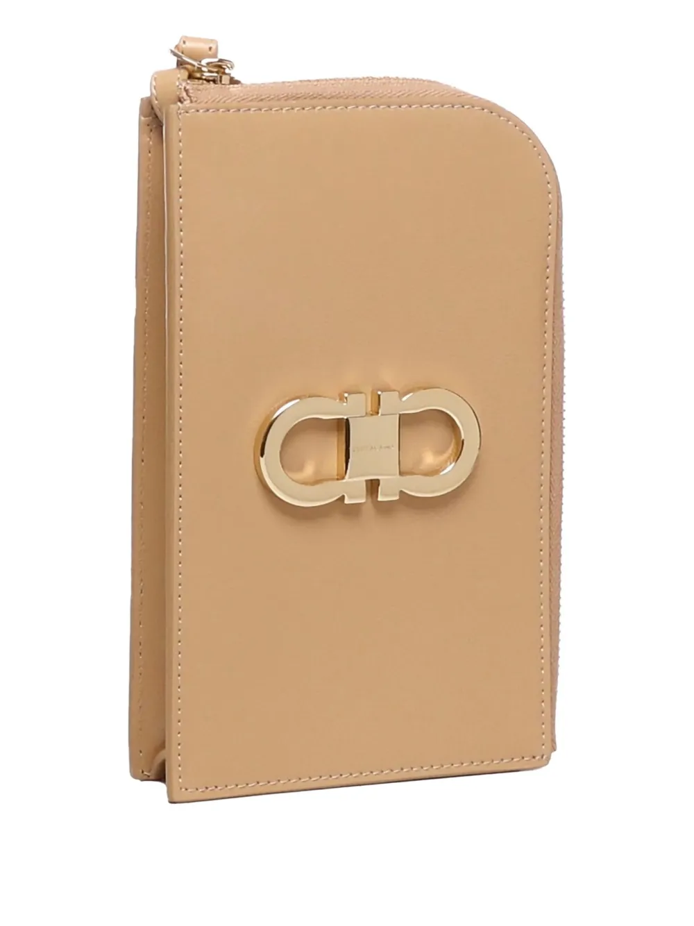 Ferragamo Portemonnee met gancini-plakkaat en rits Beige
