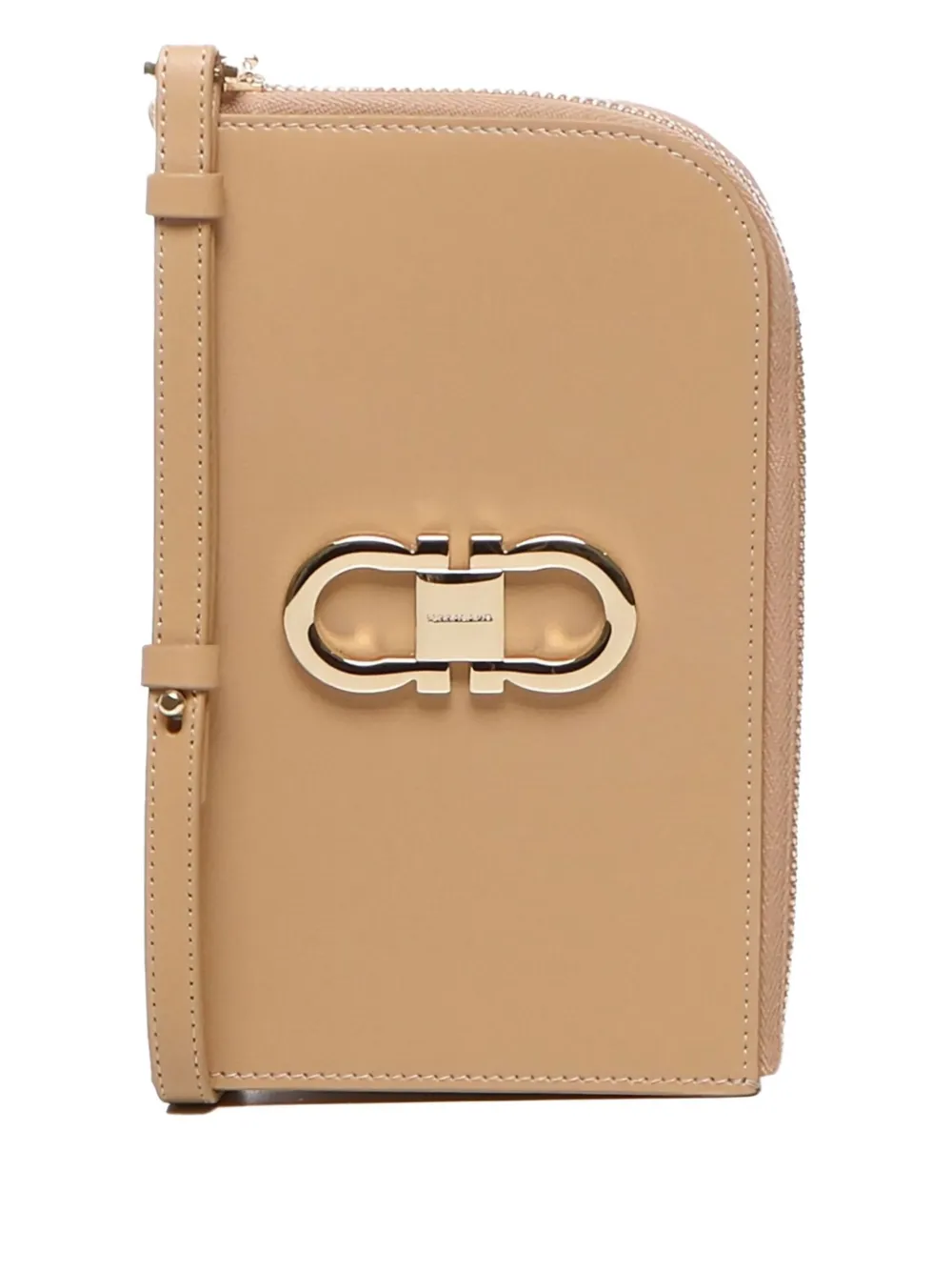 Ferragamo Portemonnee met gancini-plakkaat en rits Beige