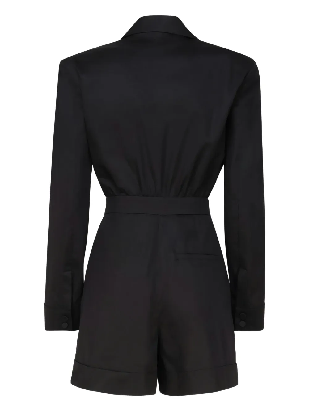 THE ANDAMANE lapel-collar pleated playsuit Zwart