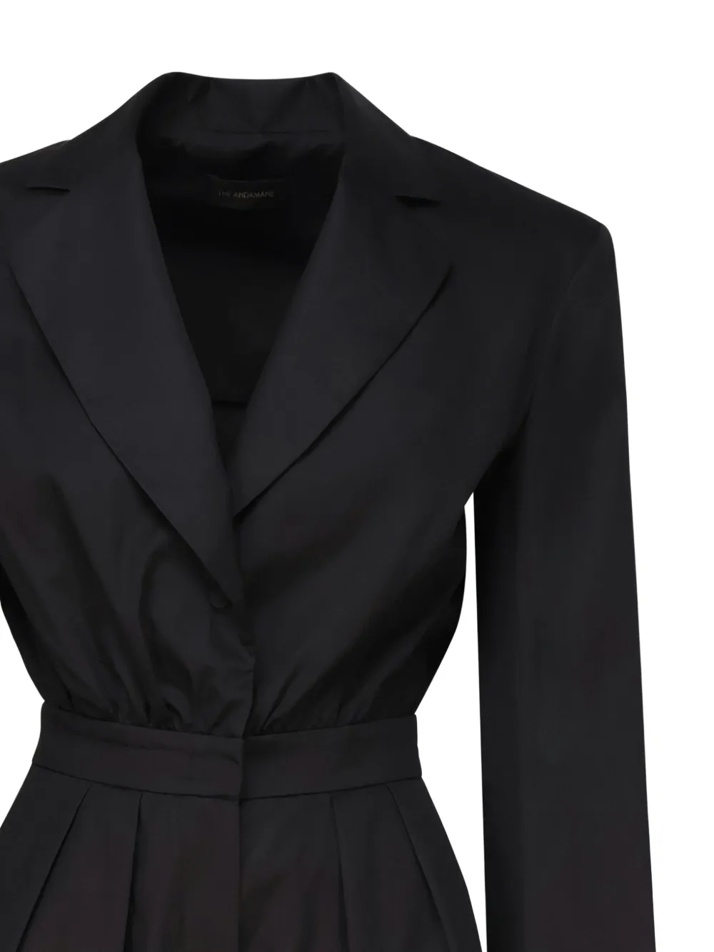 THE ANDAMANE lapel-collar pleated playsuit Zwart