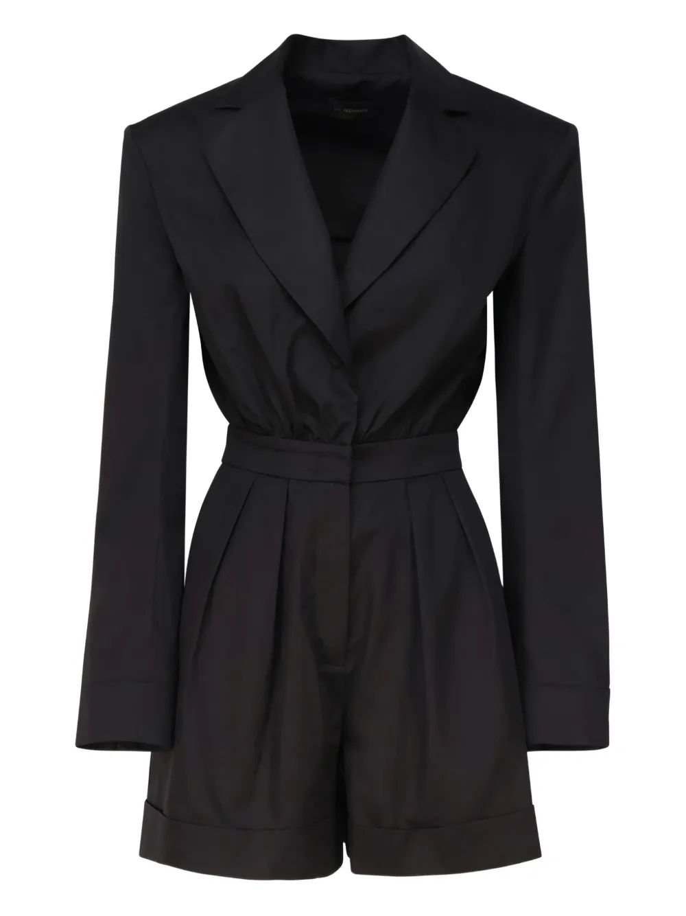 THE ANDAMANE lapel-collar pleated playsuit Zwart