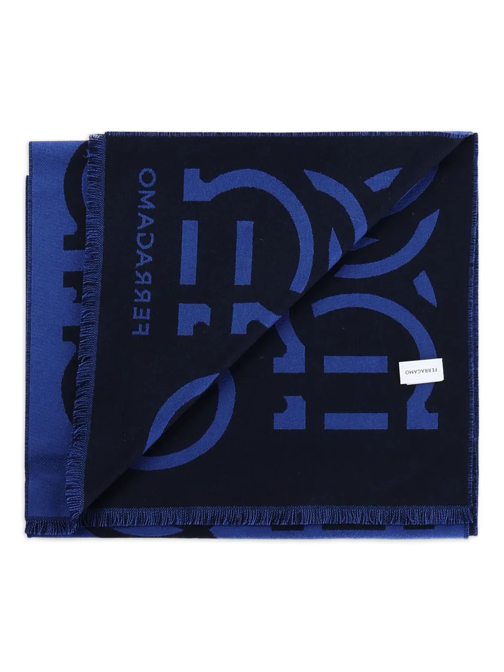Ferragamo Gancini-motif jacquard scarf Blauw