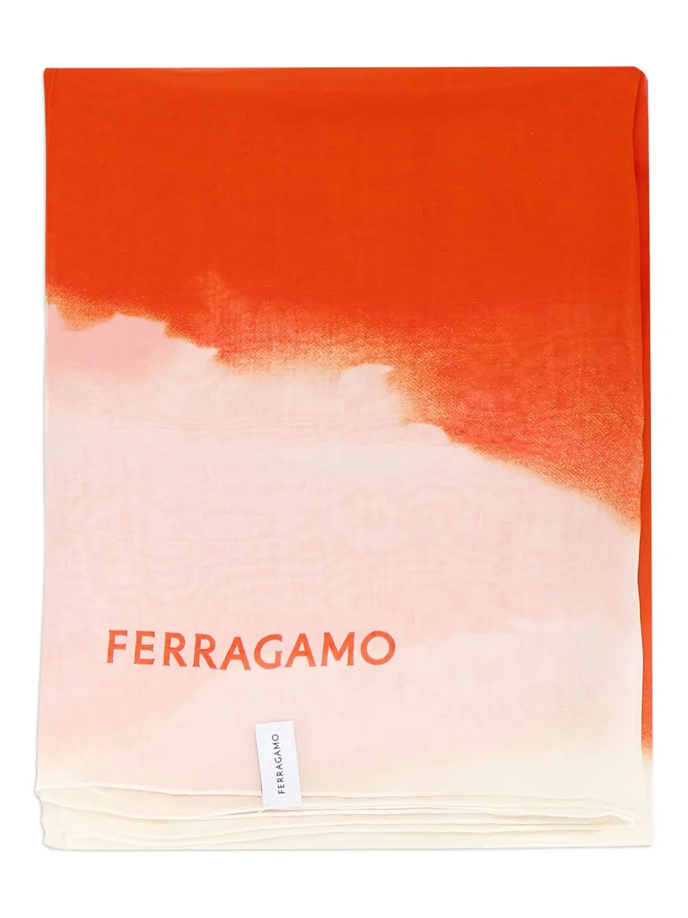 Ferragamo Ombre-effect Silk Scarf In Orange