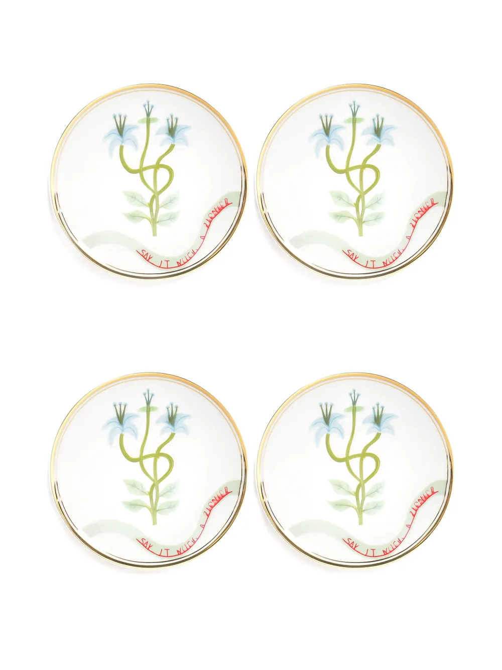 Bitossi Home flower-print gold-rimmed plates | White | Image 1