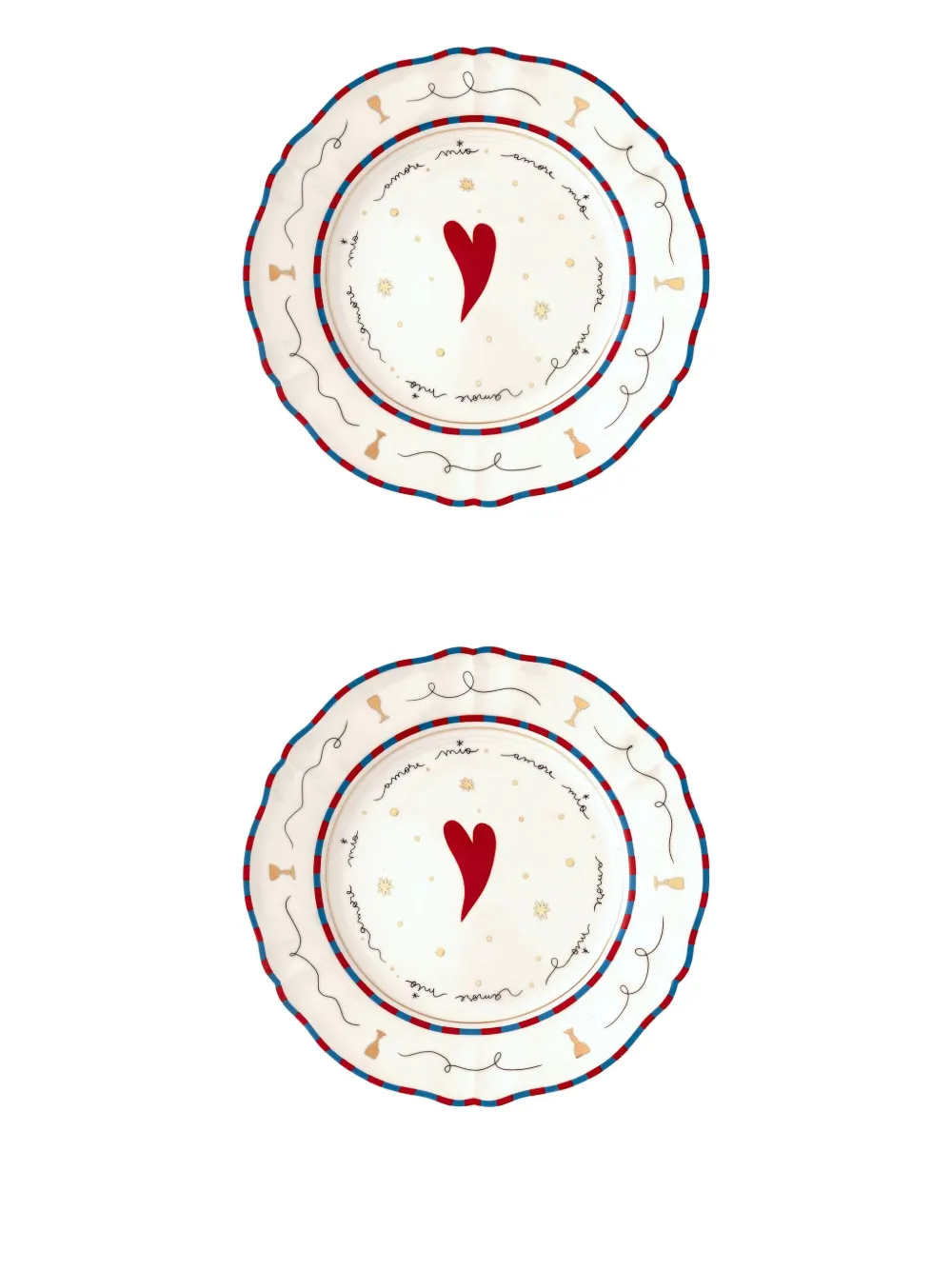 Bitossi Home Heart-motif Scalloped Plates (set Of Two) In White