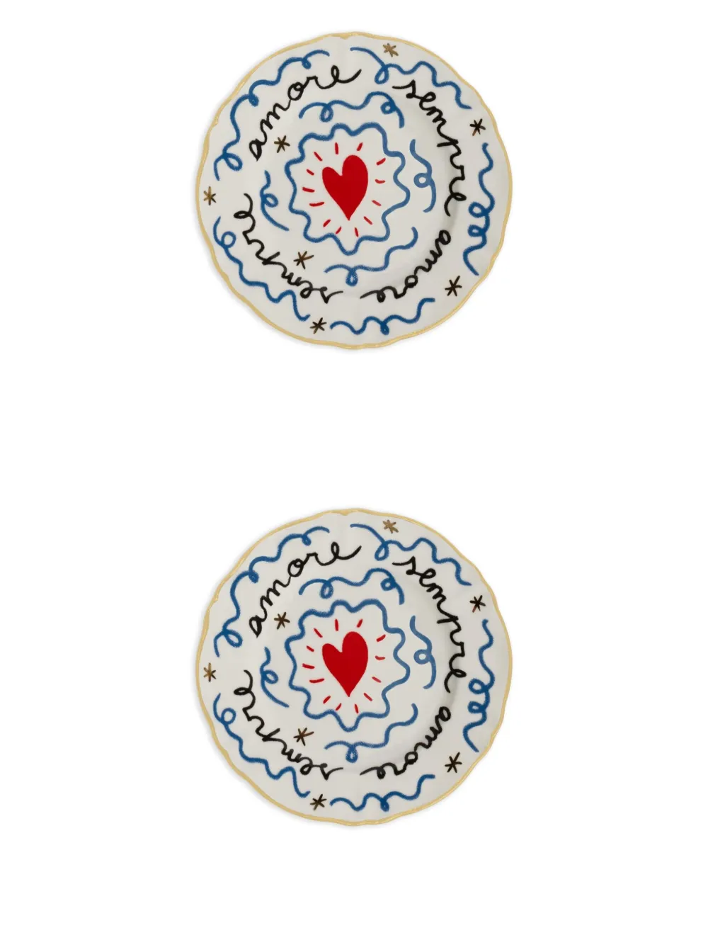 Bitossi Home Heart-motif Scalloped Plate (set Of Two) In White