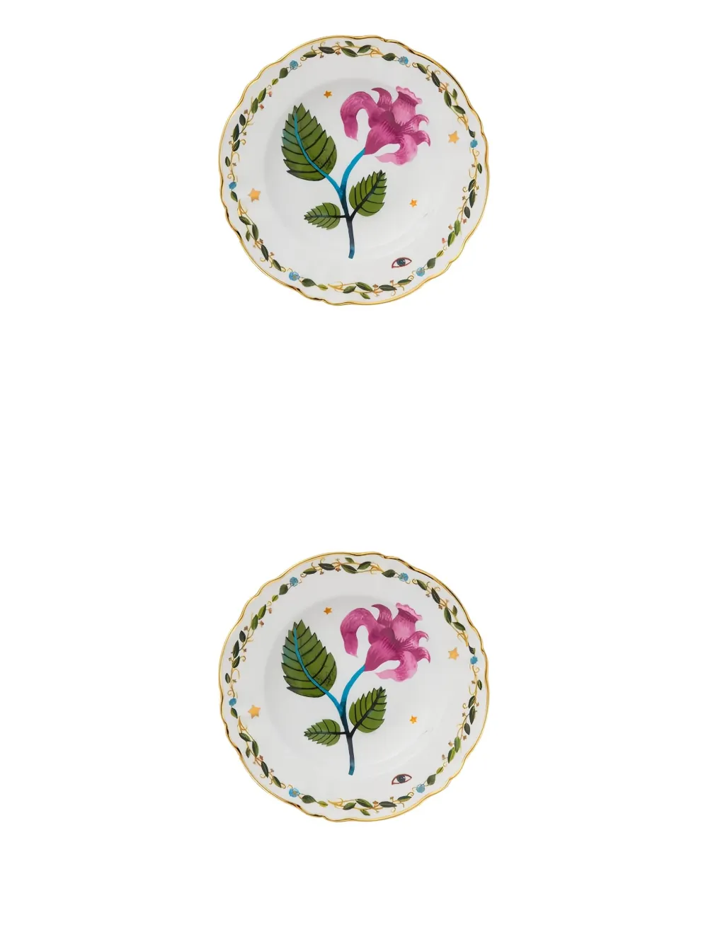 Bitossi Home Floral-print Scalloped-edge Plates (set Of Two) In White
