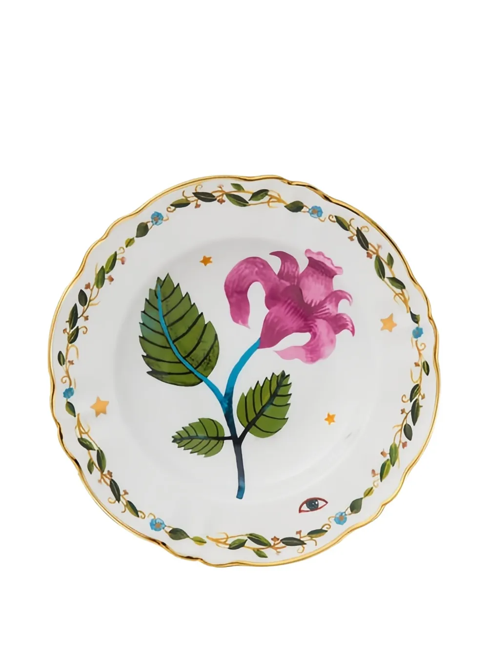 Bitossi Home Floral-print Scalloped-edge Plates (set Of Two) In White