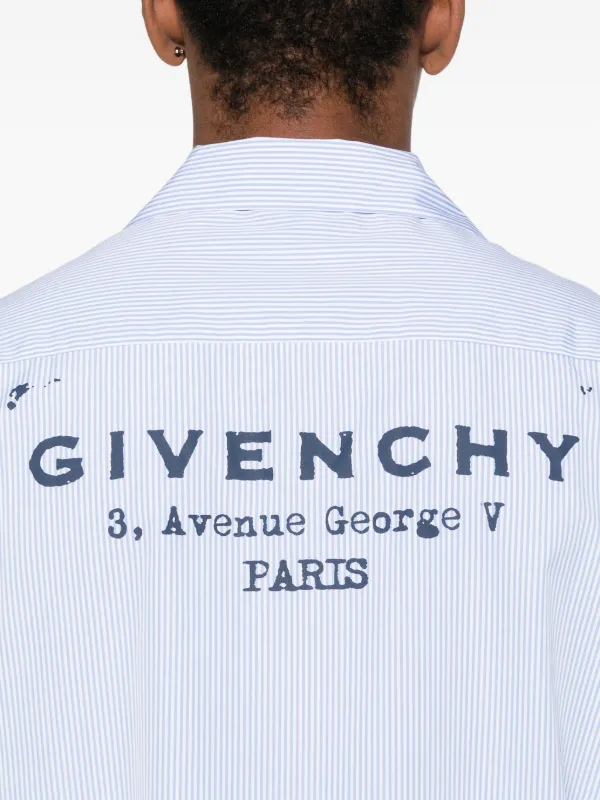 Givenchy Shirt In Striped Cotton With Stamp Print | Blue | FARFETCH