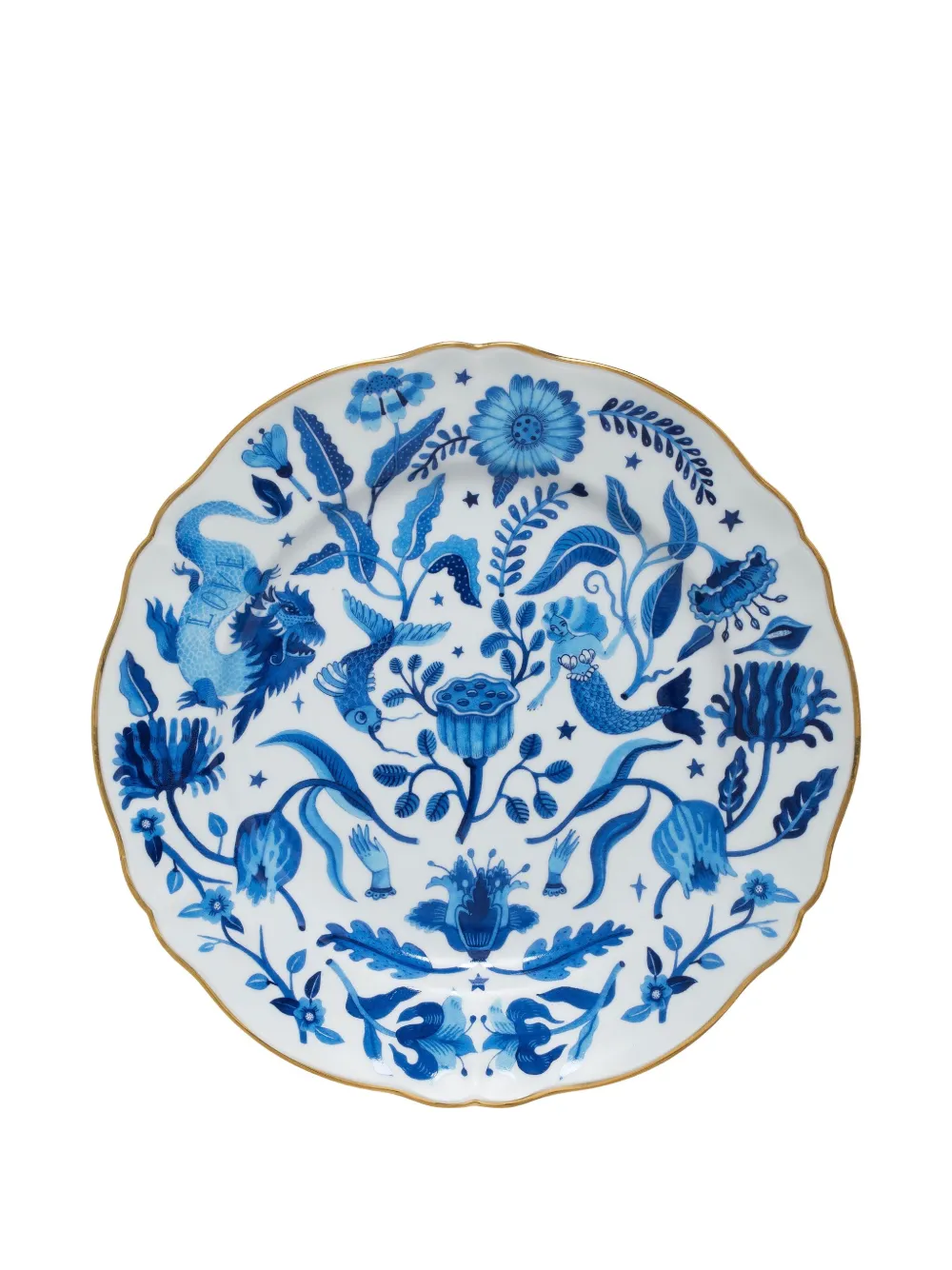 Bitossi Home Floral Dragon Plates (set Of Two) In White