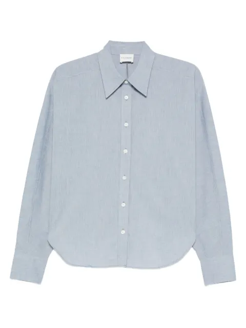 Closed long-sleeve curved-hem shirt