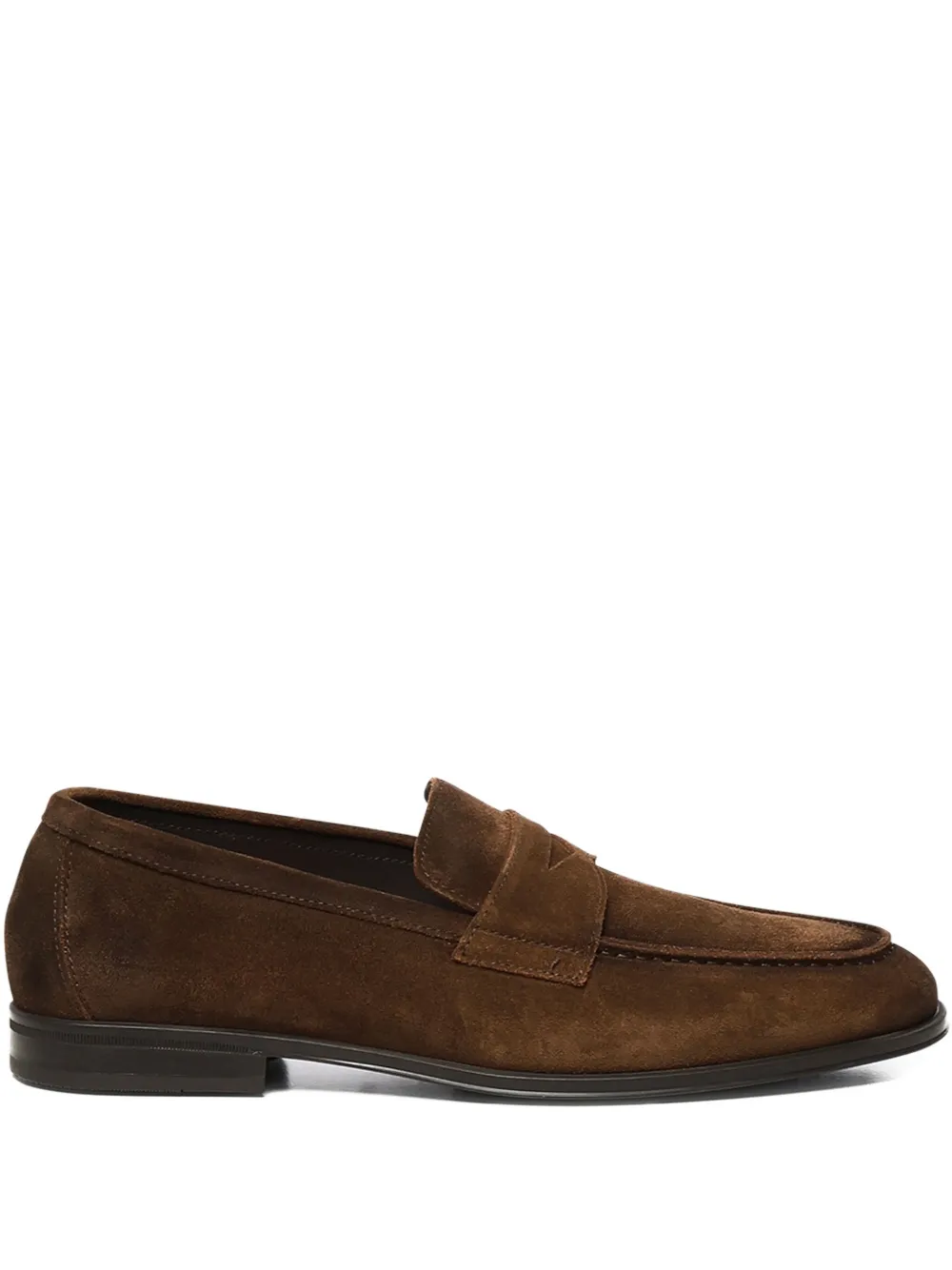 Doucal's penny-strap suede loafers Brown
