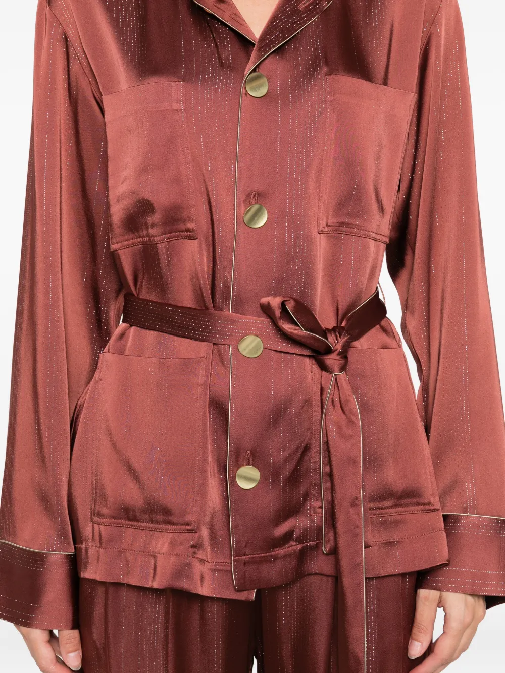 Forte Jack met metallic-streep en ceintuur Bruin
