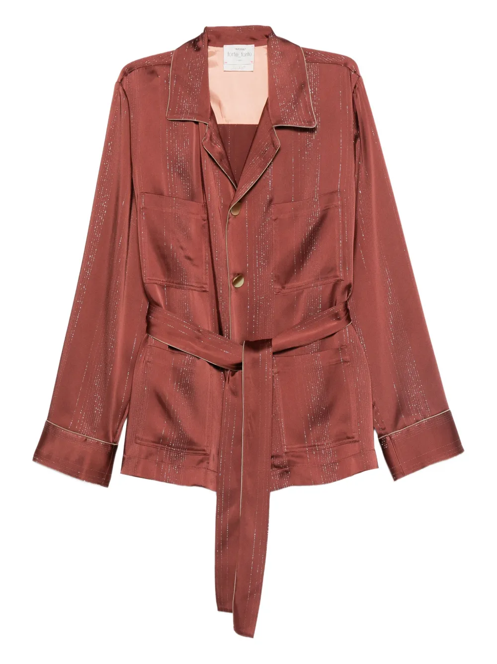 Forte metallic-striped belted jacket Bruin