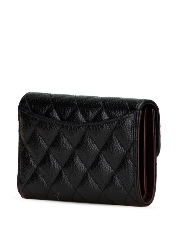 CHANEL Pre-Owned 2021-2025 CC Quilted Caviar Trifold Flap Wallet