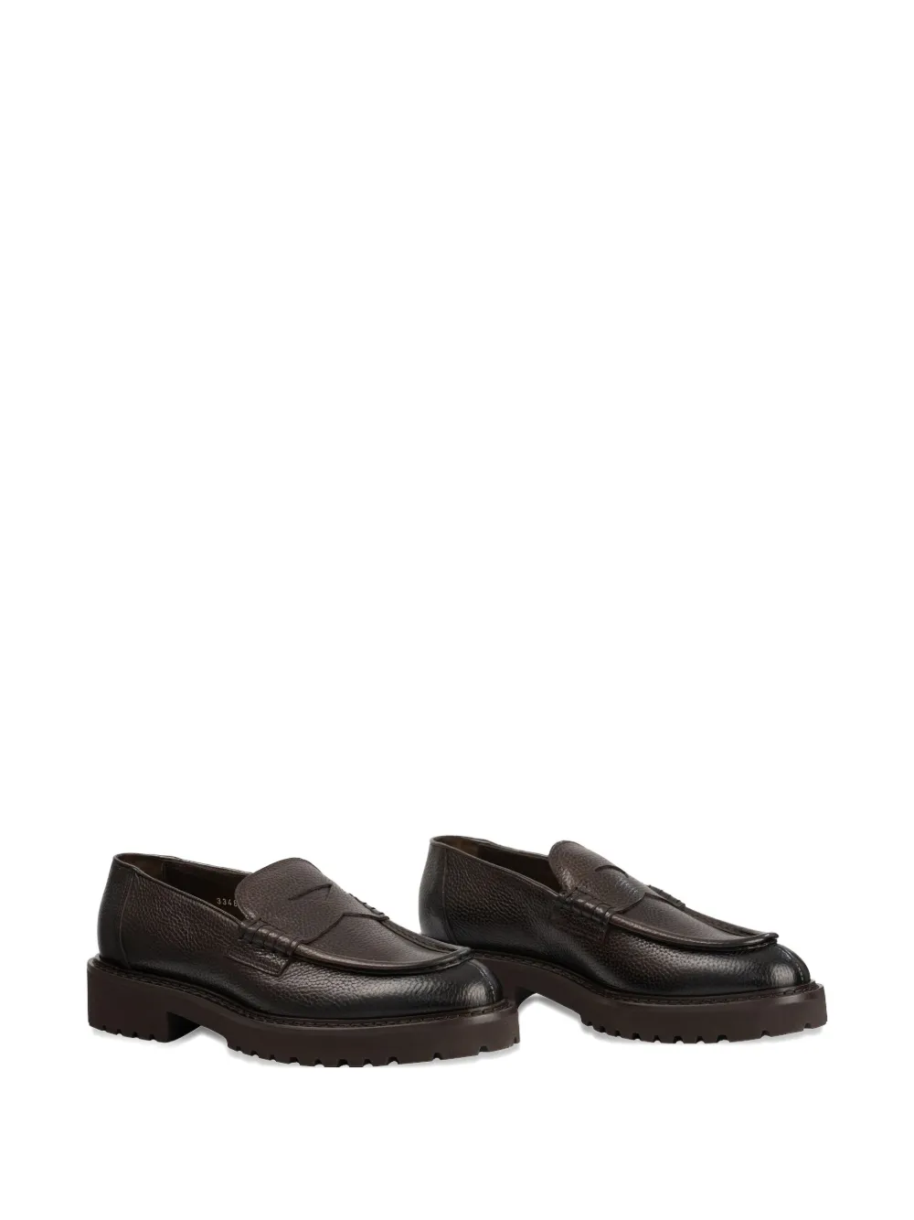 Doucal's pebble-textured penny-slot loafers Brown