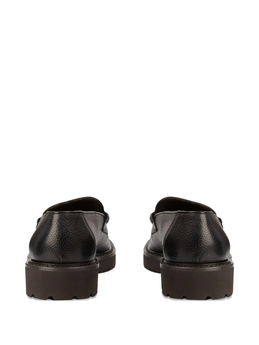 Doucal's pebble-textured penny-slot loafers Brown