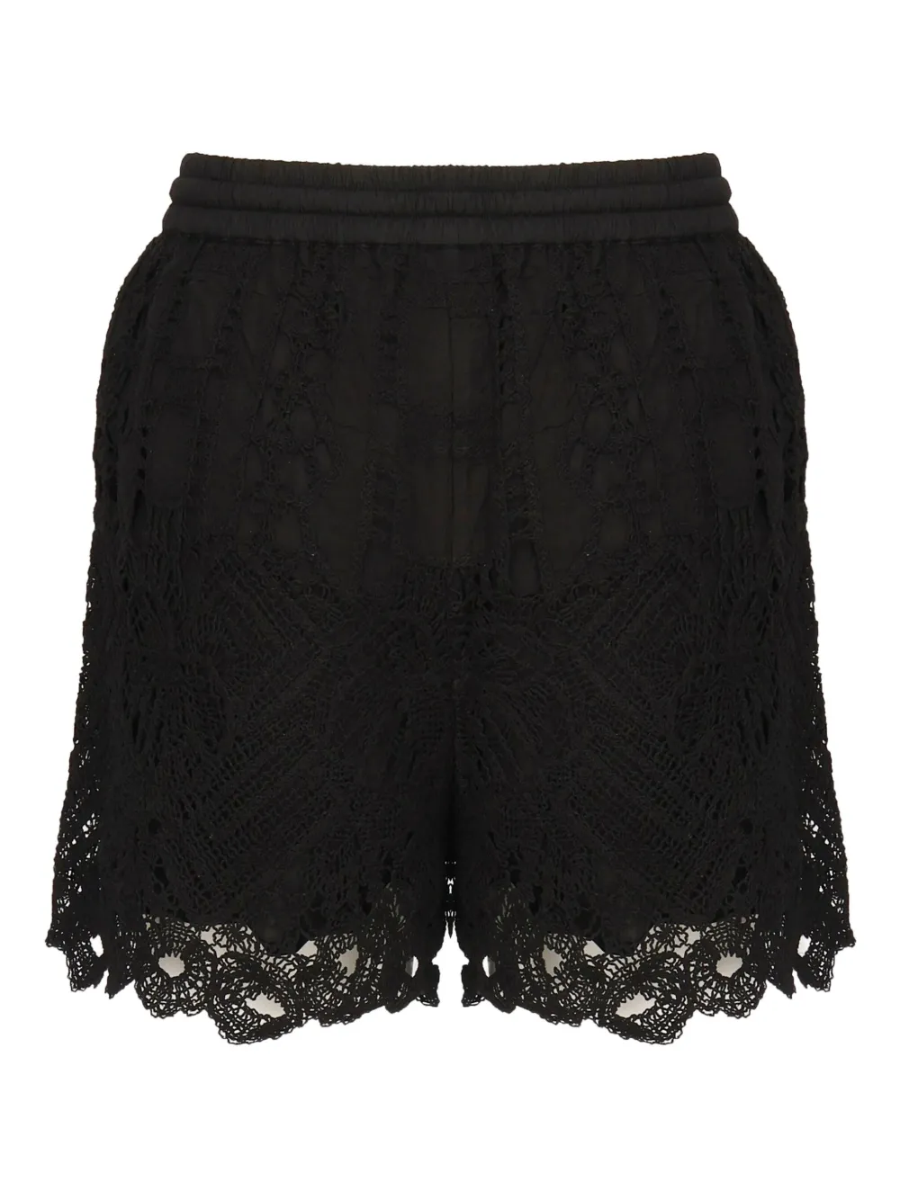 PINKO lace scalloped-hem shorts Zwart